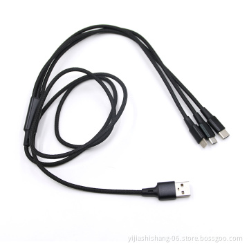 Yijiashishang 3 in 1 Fast Nylon Braided Usb Cable USB Charging Cable 120CM for Android Type C iPhone